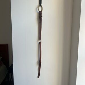 Brown Leather Belt with Gold Buckle